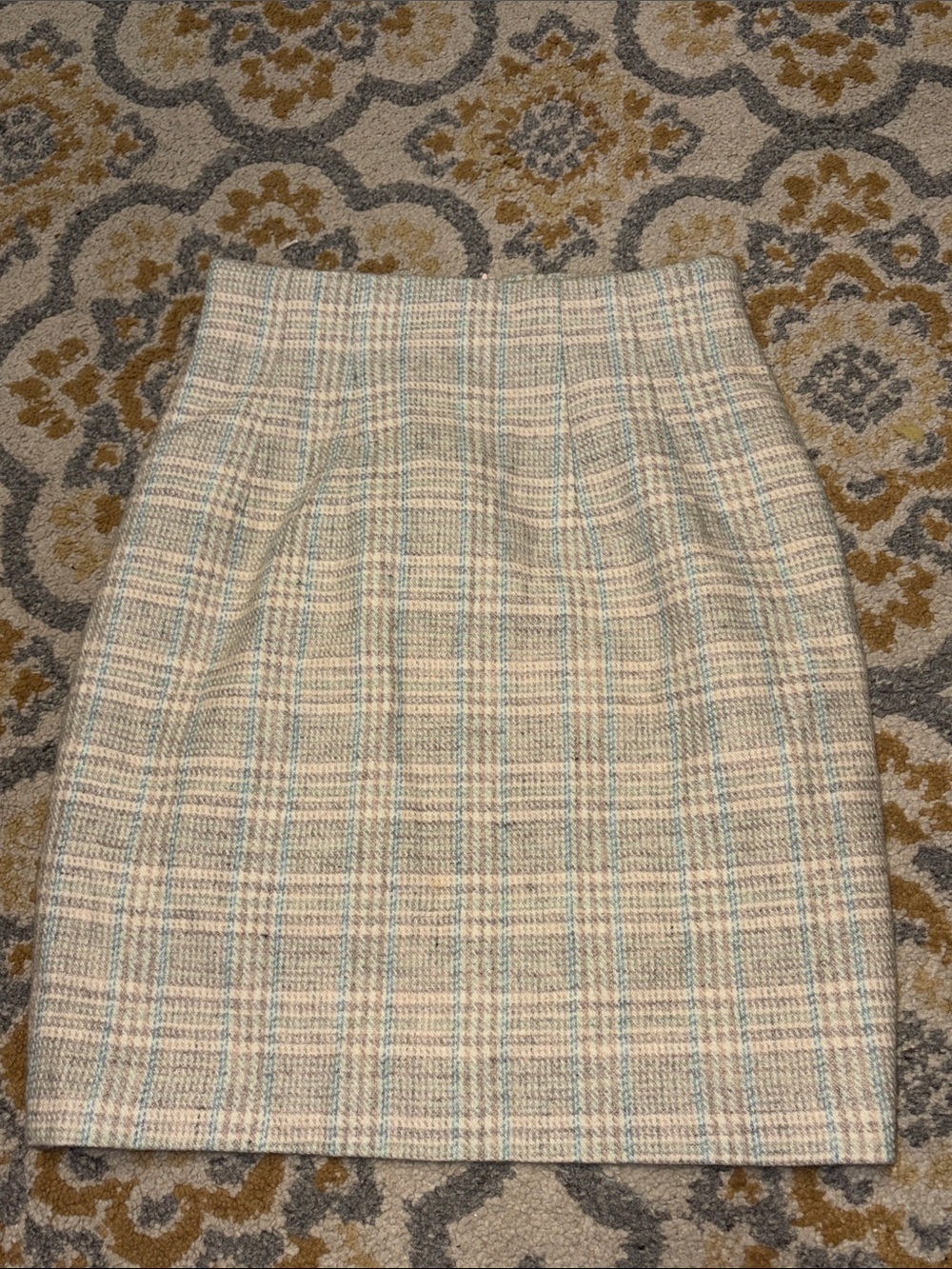 Noa Noa beige wool plaid pencil skirt